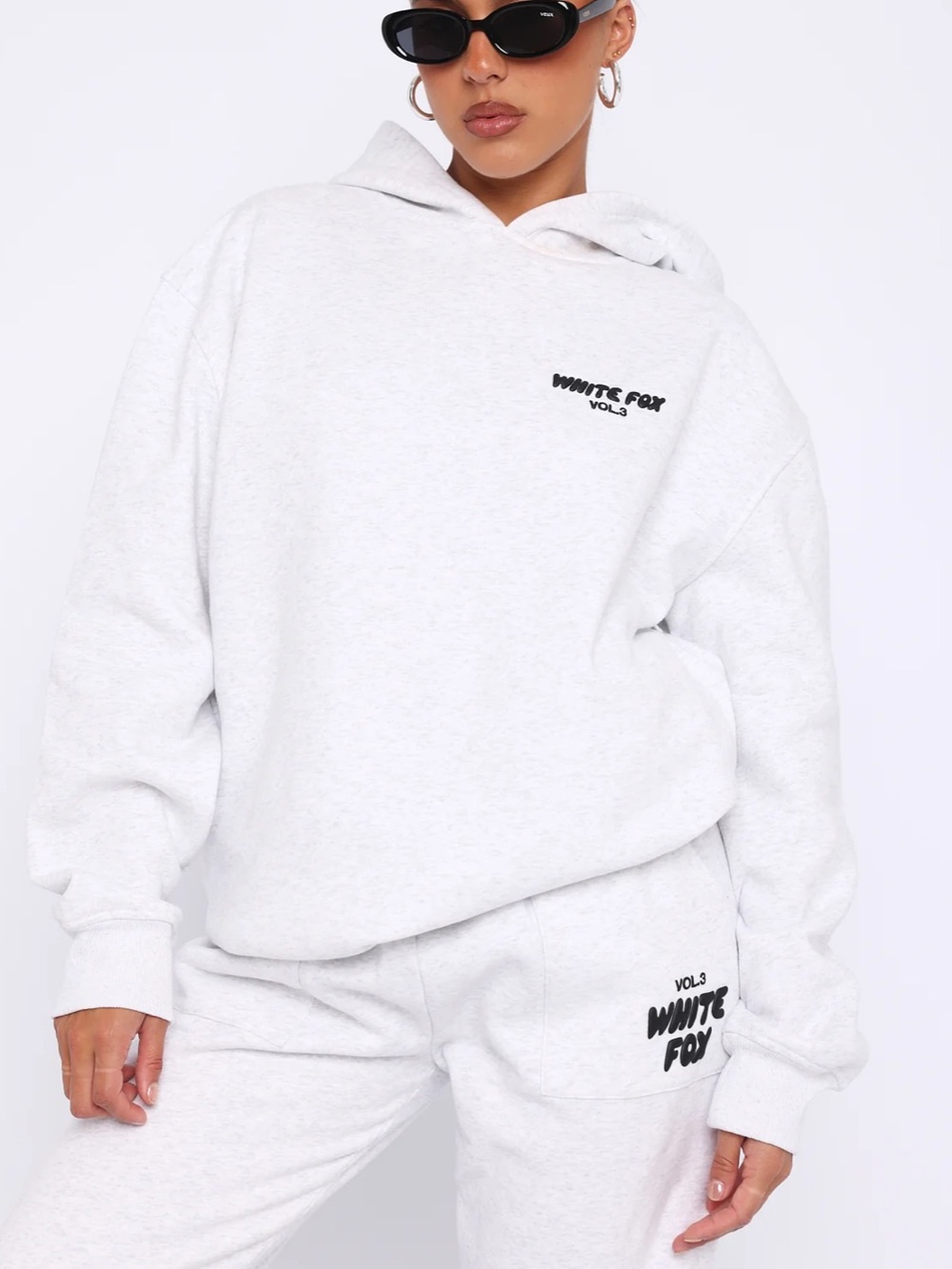 RARE White Fox Boutique Set Hoodie and Sweatpants S/M Frosted Grey Sweat Sport - Picture 6 of 6